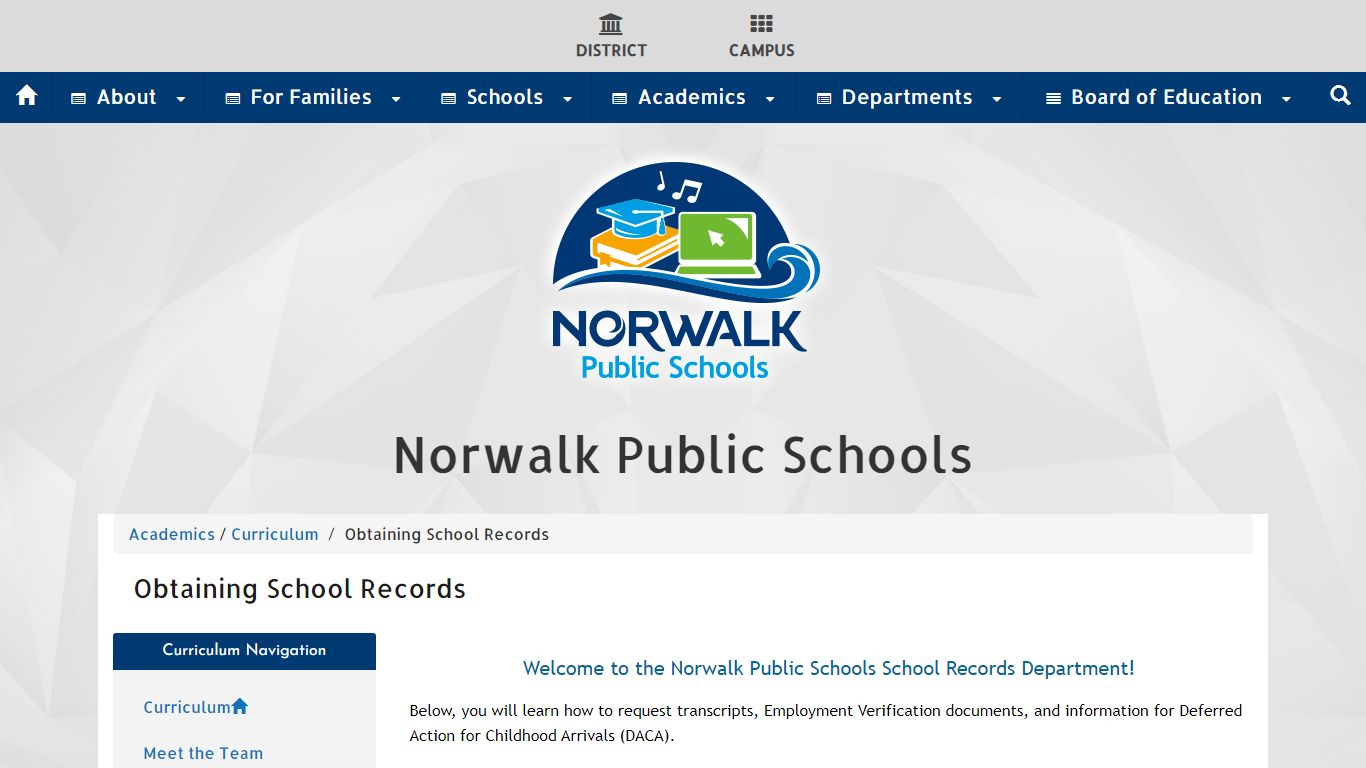 Norwalk Public Schools - Obtaining School Records